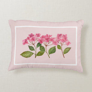 Waterverf Roze Hydrangea Lacecaps Illustratie Accent Kussen