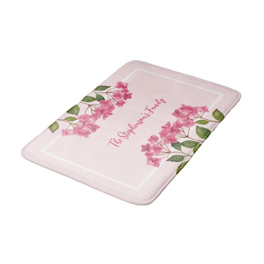 Waterverf Roze Hydrangea Lacecaps Illustratie Badmat (Gekanteld)