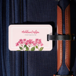 Waterverf Roze Hydrangea Lacecaps Illustratie Bagagelabel