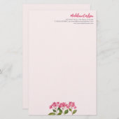 Waterverf Roze Hydrangea Lacecaps Illustratie Briefpapier (Voorkant / Achterkant)