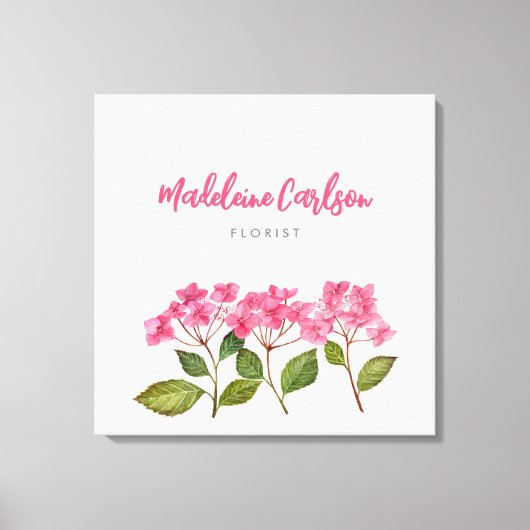 Waterverf Roze Hydrangea Lacecaps Illustratie Canvas Afdruk (Voorkant)