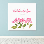 Waterverf Roze Hydrangea Lacecaps Illustratie Canvas Afdruk (Insitu (Houten vloer))
