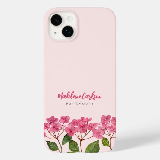 Waterverf Roze Hydrangea Lacecaps Illustratie Case-Mate iPhone Case (Achterkant)