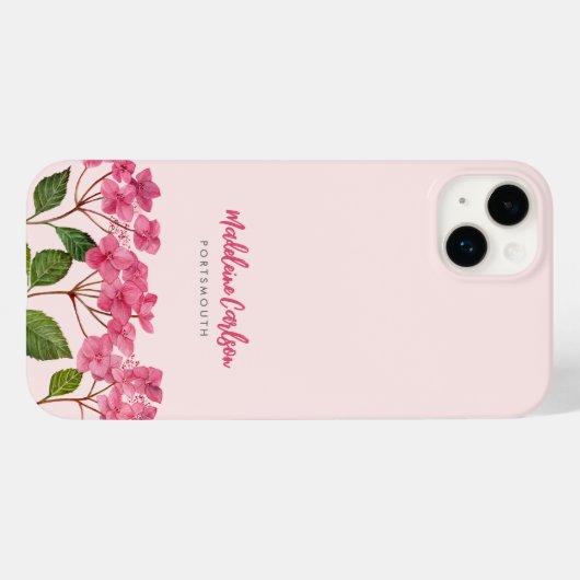 Waterverf Roze Hydrangea Lacecaps Illustratie Case-Mate iPhone Case (Achterkant (horizontaal))