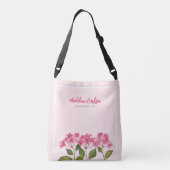 Waterverf Roze Hydrangea Lacecaps Illustratie Crossbody Tas (Achterkant)