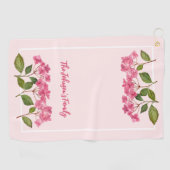 Waterverf Roze Hydrangea Lacecaps Illustratie Golfhanddoek (Horizontaal)