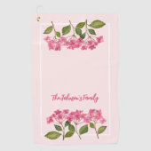 Waterverf Roze Hydrangea Lacecaps Illustratie Golfhanddoek (Voorkant)