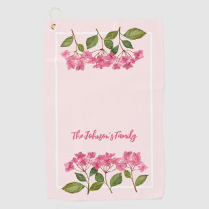 Waterverf Roze Hydrangea Lacecaps Illustratie Golfhanddoek