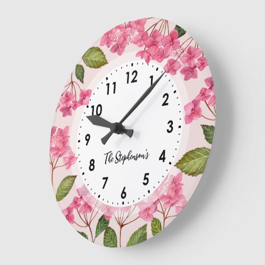 Waterverf Roze Hydrangea Lacecaps Illustratie Grote Klok (Hoek)