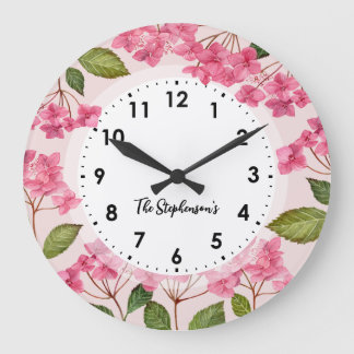 Waterverf Roze Hydrangea Lacecaps Illustratie Grote Klok