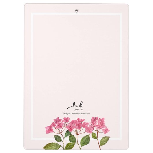 Waterverf Roze Hydrangea Lacecaps Illustratie Klembord (Achterkant)