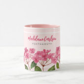 Waterverf Roze Hydrangea Lacecaps Illustratie Mok (Midden)