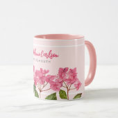 Waterverf Roze Hydrangea Lacecaps Illustratie Mok (Voorkant rechts)