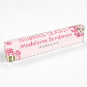 Waterverf Roze Hydrangea Lacecaps Illustratie Naambordje
