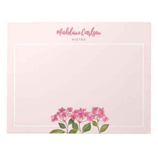 Waterverf Roze Hydrangea Lacecaps Illustratie Notitieblok (Voorkant)