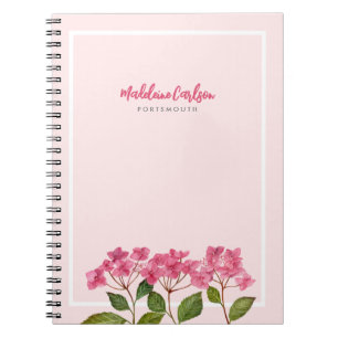 Waterverf Roze Hydrangea Lacecaps Illustratie Notitieboek