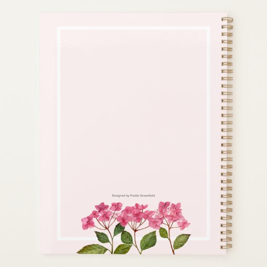Waterverf Roze Hydrangea Lacecaps Illustratie Planner (Achterkant)