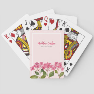 Waterverf Roze Hydrangea Lacecaps Illustratie Pokerkaarten