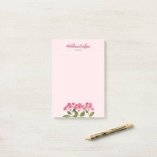 Waterverf Roze Hydrangea Lacecaps Illustratie Post-it® Notes (Op bureau)