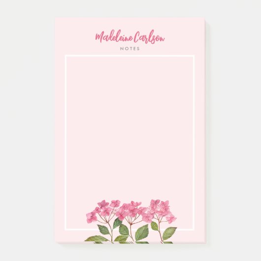 Waterverf Roze Hydrangea Lacecaps Illustratie Post-it® Notes (Voorkant)