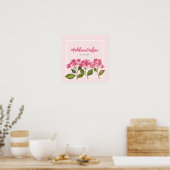 Waterverf Roze Hydrangea Lacecaps Illustratie Poster (Keuken)