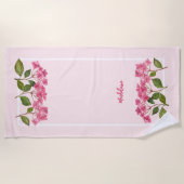 Waterverf Roze Hydrangea Lacecaps Illustratie Strandlaken (Voorkant)