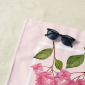 Waterverf Roze Hydrangea Lacecaps Illustratie Strandlaken (In situ)