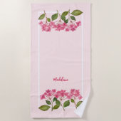 Waterverf Roze Hydrangea Lacecaps Illustratie Strandlaken (Voorkant)