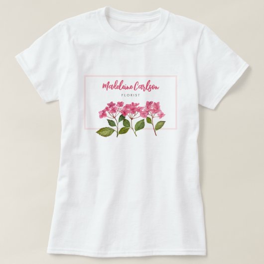 Waterverf Roze Hydrangea Lacecaps Illustratie T-shirt (Design voorkant)