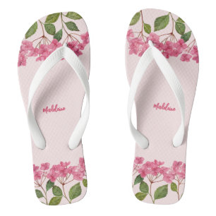Waterverf Roze Hydrangea Lacecaps Illustratie Teenslippers