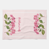 Waterverf Roze Hydrangea Lacecaps Illustratie Theedoek (Horizontaal)