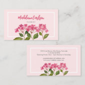 Waterverf Roze Hydrangea Lacecaps Illustratie Visitekaartje (Voorkant / Achterkant)