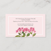 Waterverf Roze Hydrangea Lacecaps Illustratie Visitekaartje (Achterkant)