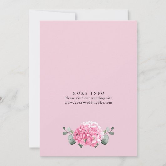 Waterverf Roze Hydrangea PETALS & Prosecco Kaart (Achterkant)