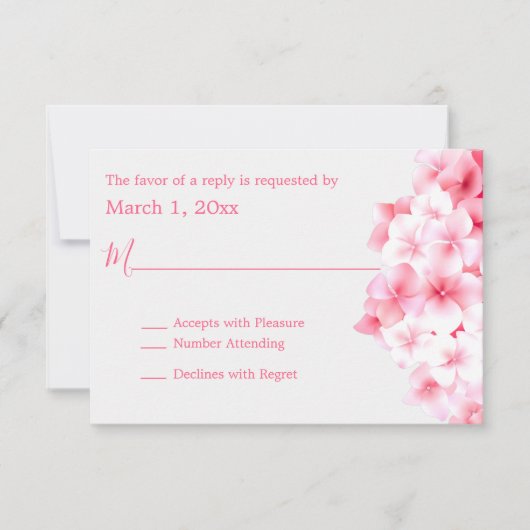 Waterverf Roze Hydrangea RSVP (Voorkant)