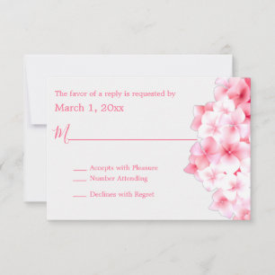 Waterverf Roze Hydrangea RSVP Kaartje