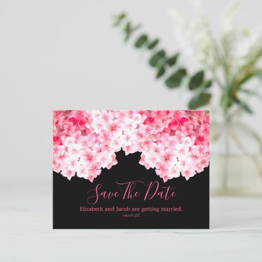 Waterverf Roze Hydrangea sparen de Datum Briefkaart (Staand voorkant)