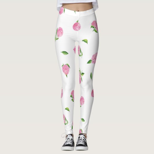Waterverf Roze hydrangeas Leggings (Voorkant)