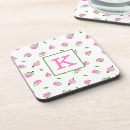 Waterverf Roze hydrangeas Monogram Bier Onderzetter