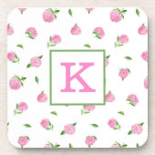 Waterverf Roze hydrangeas Monogram Bier Onderzetter (Voorkant)