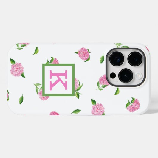 Waterverf Roze hydrangeas Monogram Case-Mate iPhone Case (Achterkant (horizontaal))