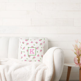 Waterverf Roze hydrangeas Monogram Kussen