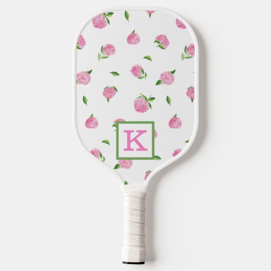 Waterverf Roze hydrangeas Monogram Pickleball Paddle (Achterkant)