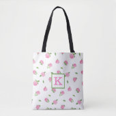 Waterverf Roze hydrangeas Monogram Tote Bag (Voorkant)