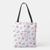 Waterverf Roze hydrangeas Monogram Tote Bag (Achterkant)