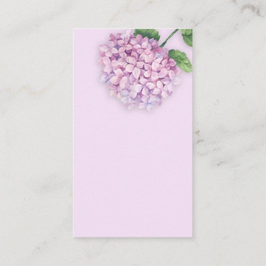 Waterverf roze Hydrangebloem Visitekaartje (Achterkant)
