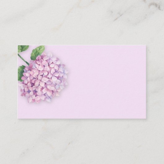 Waterverf roze Hydrangebloem Visitekaartje (Achterkant)