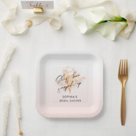 Waterverf Roze Ijs Bridal Shower  Papieren Bordje