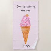 Waterverf Roze IJs gepersonaliseerd Strandlaken (Voorkant)