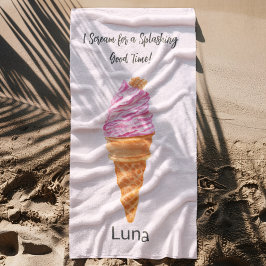 Waterverf Roze Ijs Persoonlijk  Strandlaken